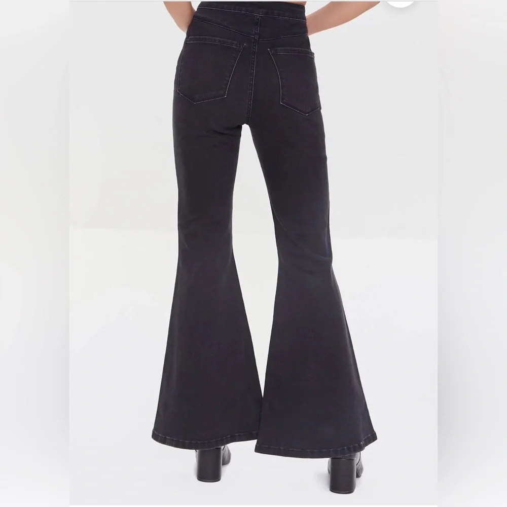 Forever 21 Premium Black Denim high waisted flair bell bottom size 27 - Picture 4 of 8